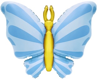 Шар (34''/86 см) Фигура, Изящная бабочка, Голубой, Сатин, 1 шт.
