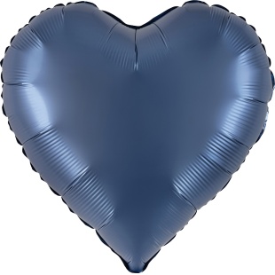 Шар (18''/46 см) Сердце, Темно-синий, Сатин, 1 шт.
